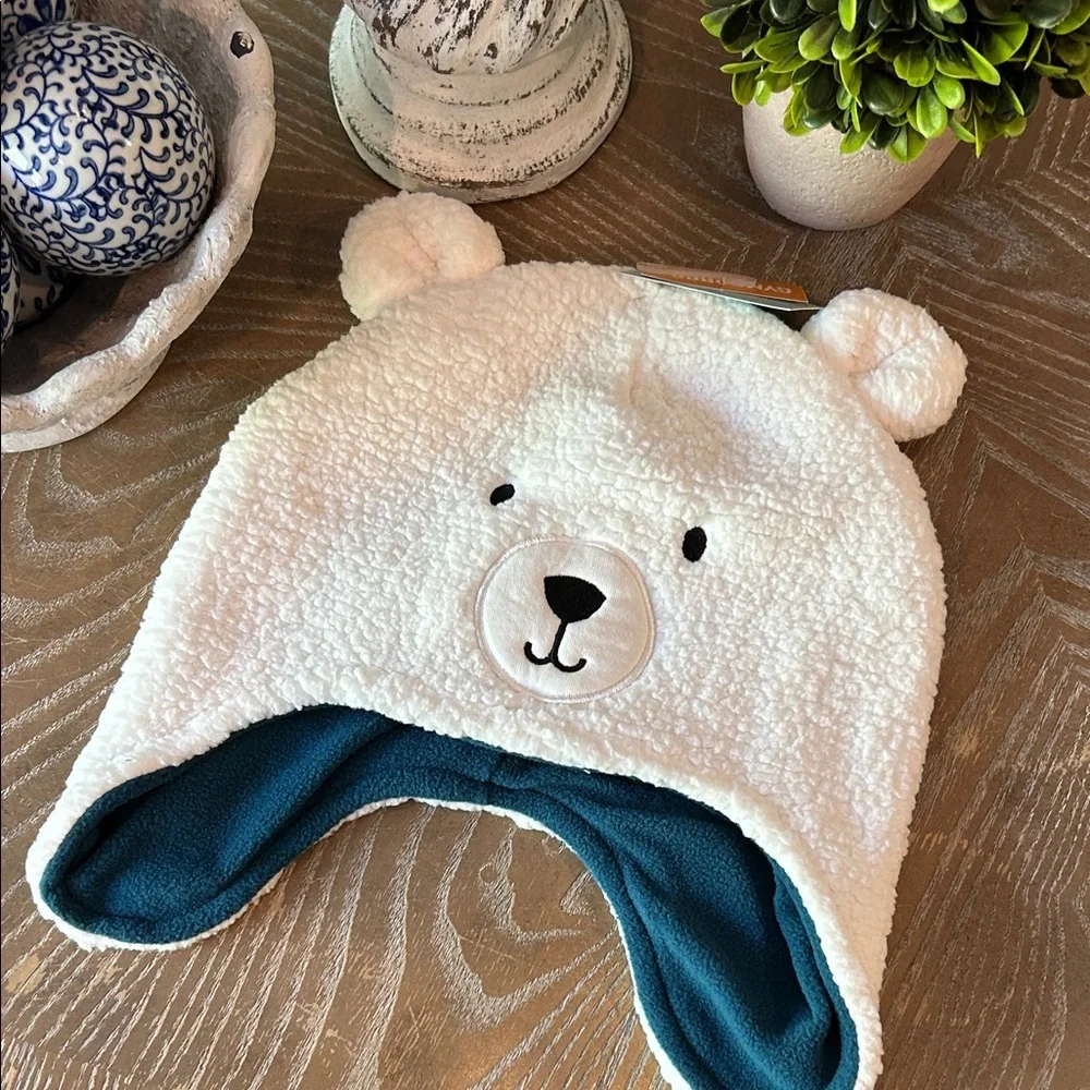 NWT! Gymboree Polar Bear Fleece Winter Snow Hat kids Unisex 8+
